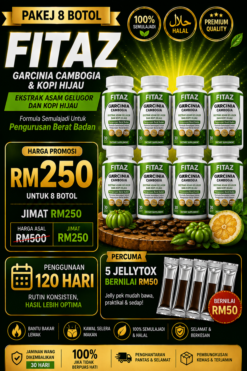 Pakej Gerenti Kurus FITAZ 8 botol RM250
